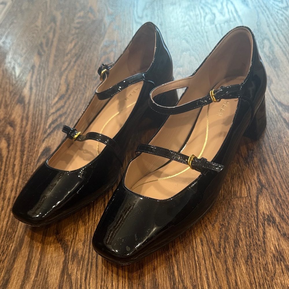 Cole Haan Black Patent Leather Mary Jane Heels